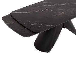 Table and chairs set 7 pieces Hyperion Sm21230 ceramic top - black metal