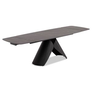 Table and chairs set 7 pieces Hyperion Sm21230 ceramic top - black metal