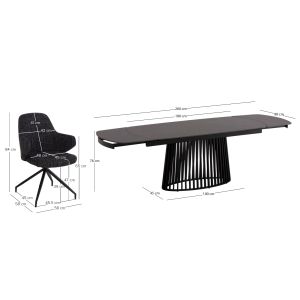 Table and chairs set 7 pieces Memnon Sm21238 ceramic top - black metal
