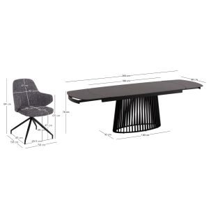 Table and chairs set 7 pieces Memnon Sm21240 ceramic top - gray fabric
