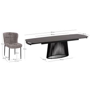 Table and chairs set 7 pieces Memnon Sm21243 ceramic top - gray fabric