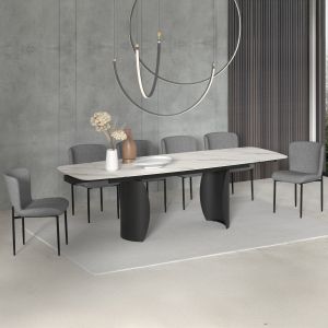 Table and chairs set 7 pieces Obsession(m) Sm21228 ceramic top - black metal