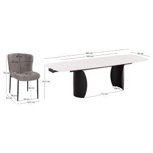 Table and chairs set 7 pieces Obsession(m) Sm21228 ceramic top - black metal