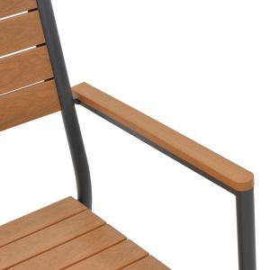 KLITON-VITALITY TABLE AND CHAIR SET OF 3, ANTHRACITE ALUMINUM AND NATURAL PLYWOOD, 80X80X74CM