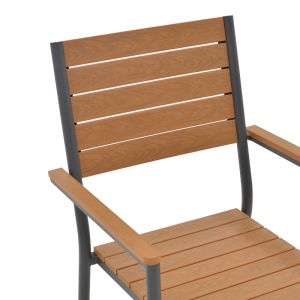 KLITON-VITALITY TABLE AND CHAIR SET OF 5 ANTHRACITE, ALUMINUM AND NATURAL PLYWOOD, 80X80X74CM