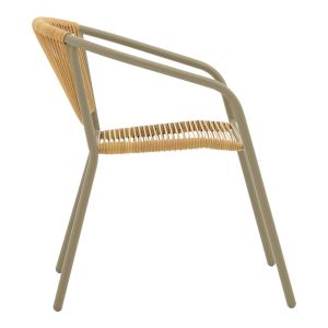 LINDARIA-ENSURE 5-PIECE TABLE AND CHAIR SET, METAL AND GLASS, CHAMPAGNE COLOR, 140X80X70 CM