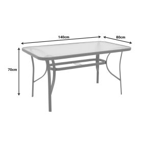 LINDARIA-ENSURE 5-PIECE TABLE AND CHAIR SET, METAL AND GLASS, CHAMPAGNE COLOR, 140X80X70 CM
