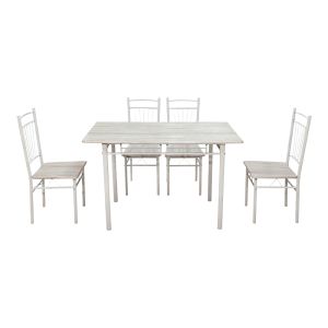 TABLE AND CHAIRS SET ROZA 5 PIECES SONOMA MDF AND METAL WHITE LEGS 110X60X75CM