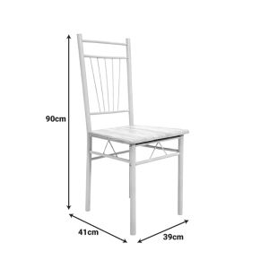 TABLE AND CHAIRS SET ROZA 5 PIECES SONOMA MDF AND METAL WHITE LEGS 110X60X75CM