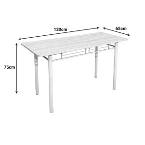 TABLE AND CHAIRS SET ROZA 5 PIECES SONOMA MDF AND METAL WHITE LEGS 120X65X75CM