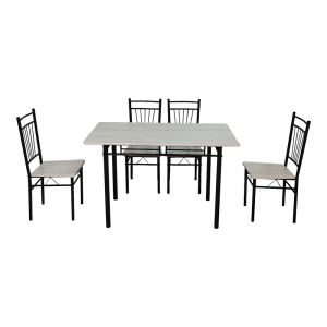 TABLE AND CHAIRS SET ROZA 5 PIECES SONOMA MDF AND BLACK METAL LEGS 120X65X75CM