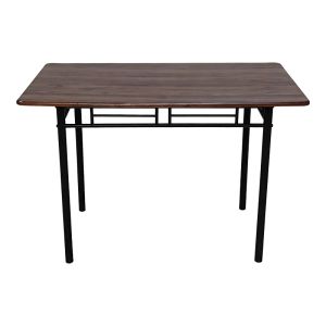 TABLE AND CHAIRS SET ROZA 5 PIECES WALNUT, MDF AND BLACK METAL LEGS 110X60X75CM