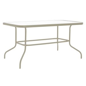 TABLE AND CHAIR SET VALOR-LINDARIA, 5 PIECES, CHAMPAGNE-COLOR METAL AND NATURAL POLISHED COLOR, 110X60X70 CM