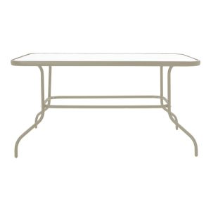 TABLE AND CHAIR SET VALOR-LINDARIA, 5 PIECES, CHAMPAGNE-COLOR METAL AND NATURAL POLISHED COLOR, 110X60X70 CM