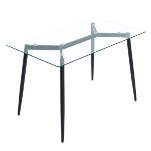 5-piece table and chair set Quana-parker transparent glass-black legs 120x70x75cm