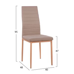 Table and chairs set of 5 pieces minimal Hm11767 white Mdf top - beige fabric chairs
