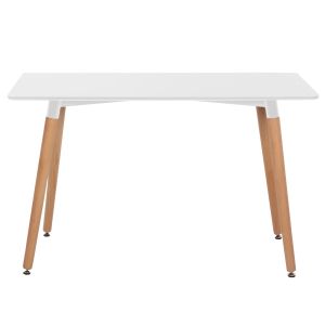 Table and chairs set of 5 pieces minimal Hm11767 white Mdf top - beige fabric chairs