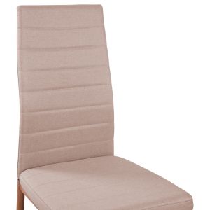 Table and chairs set of 5 pieces minimal Hm11767 white Mdf top - beige fabric chairs
