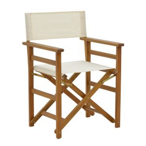 Table set with 4 folding director's chairs made of solid acacia wood Bistrual-jaybo 100x65x72cm
