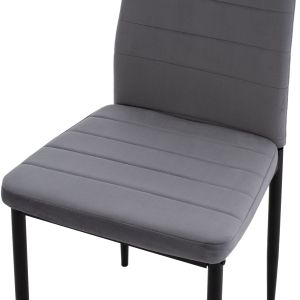 Table and chair set 5 hours Lady Hm21199.01 glass top - metal in black and velvet in gray