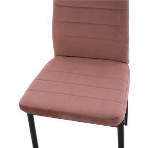 Table and chair set 5 hours Lady Hm21199.02 glass top - metal in black and velvet in dusty pink