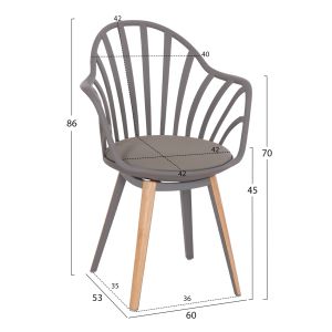 Table and chair set 5 pieces Anais Hm21176 Mdf tops in gray - Pp &amp;amp;amp; Pu in gray