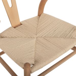 Table and chair set 5 pieces Brave Hm21182 Mdf top - beech wood and paper rope in natural color