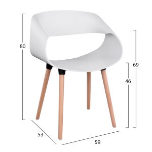 Table and chair set 5 pieces Maggie Hm21186 Mdf top and polypropylene in white color