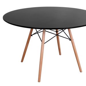 Table and chair set 5 pieces Maggie Hm21187 Mdf top and polypropylene in black color