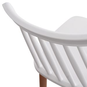 Table and chair set 5 pieces Minimal Hm21172 Mdf top in white - frames in natural wood color