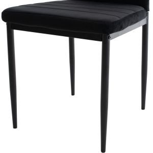 Table and chair set 5 pieces Minimal Hm21173 Mdf top in black - velvet and metal in black
