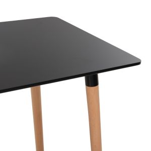 Table and chair set 5 pieces Minimal Hm21173 Mdf top in black - velvet and metal in black