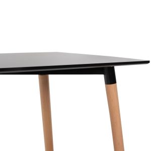Table and chair set 5 pieces Minimal Hm21178 Mdf top in black - frames in natural wood color