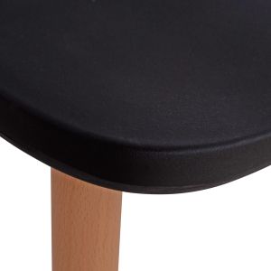 Table and chair set 5 pieces Minimal Hm21178 Mdf top in black - frames in natural wood color