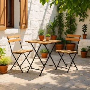 Set of metal garden table with 2 chairs Donta black color 54x55x71cm