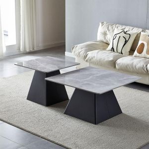 Комплект от 2 холни маси 6050 в сив цвят с размери 80x80+60x60cm