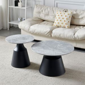 Set of 2 coffee tables 6050 in gray color with dimensions 80x80+60x60cm