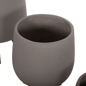 Set of 3 pots with teak bases Tryll Hm4681.03 fiber cement in gray