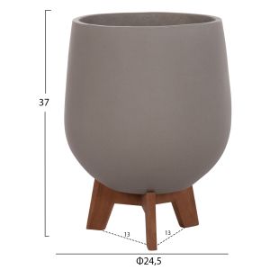 Set of 3 pots with teak bases Tryll Hm4681.03 fiber cement in gray