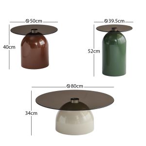 Set of 3 coffee tables Gemins Sm18312 metal base - glass tops