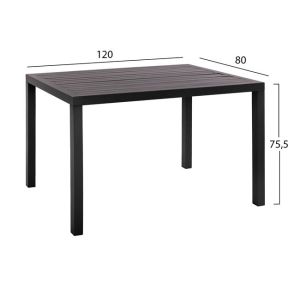 Комплект от 5 части с маса алуминий сив цвят 120x80x75,5 и столове леон Hm10525