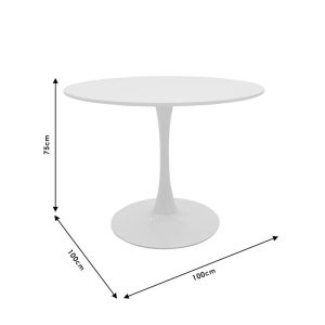 Комплект с трапезна маса Aurora-balou от 5 Pp-mdf в бял цвят D100x75cm