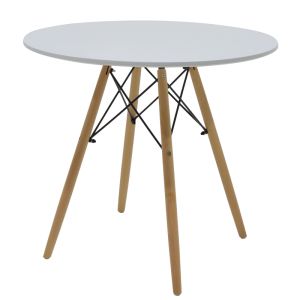 Комплект с трапезна маса Ezra-julita от 3 Pp-mdf бяло-натурален цвят D80x73cm