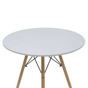 Комплект с трапезна маса Ezra-julita от 5 Pp-mdf бяло-натурален цвят D80x73см
