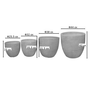 VERVETA 4-PIECE CERAMIC FLOWER POT SET IN GREY