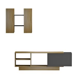TV furniture set Tyson Hm18081 melamine in Sonama-grey 140x31.5x43.5hcm.