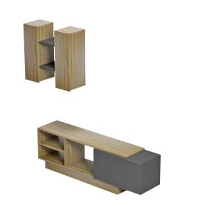 TV furniture set Tyson Hm18081 melamine in Sonama-grey 140x31.5x43.5hcm.