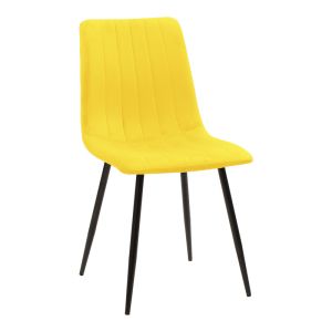 Balou-parker dining table set and 5 chairs Mdf black-yellow D120x73cm