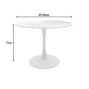 Balou-parker dining table and 5-piece chairs set white-beige D120x73cm