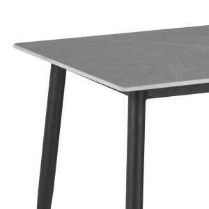 Gustas-renish dining table and chairs set, 7 pieces, marble gray-boucle gray, 160x80x75cm